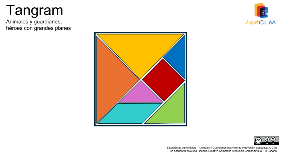 Tangram de colores que da acceso a la actividad en Lumio.